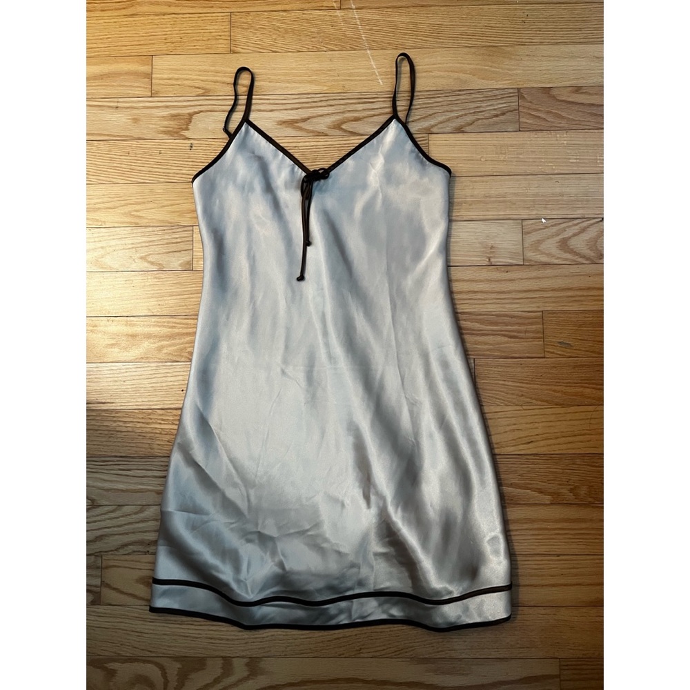 Gold and Brown Silky Slip Dress Sz S